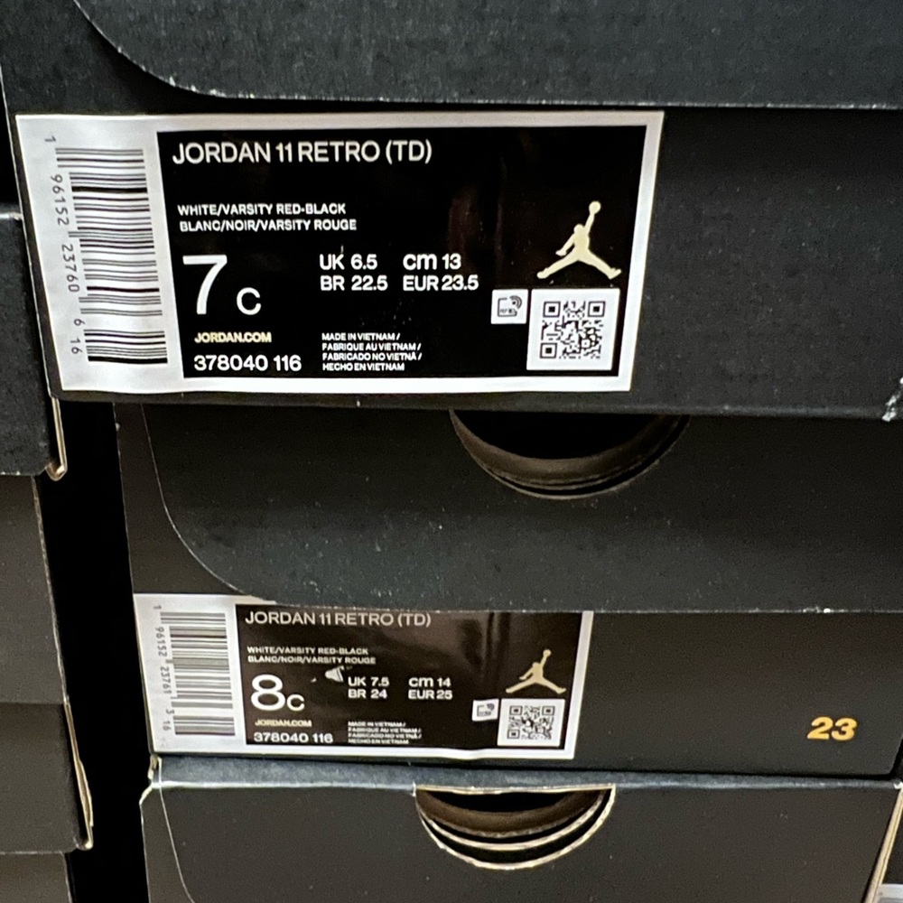 SHIPS NOW! TD Air Jordan 11 XI white varsity red Cherry 378040-116 size 4c - 10c - Picture 7 of 12